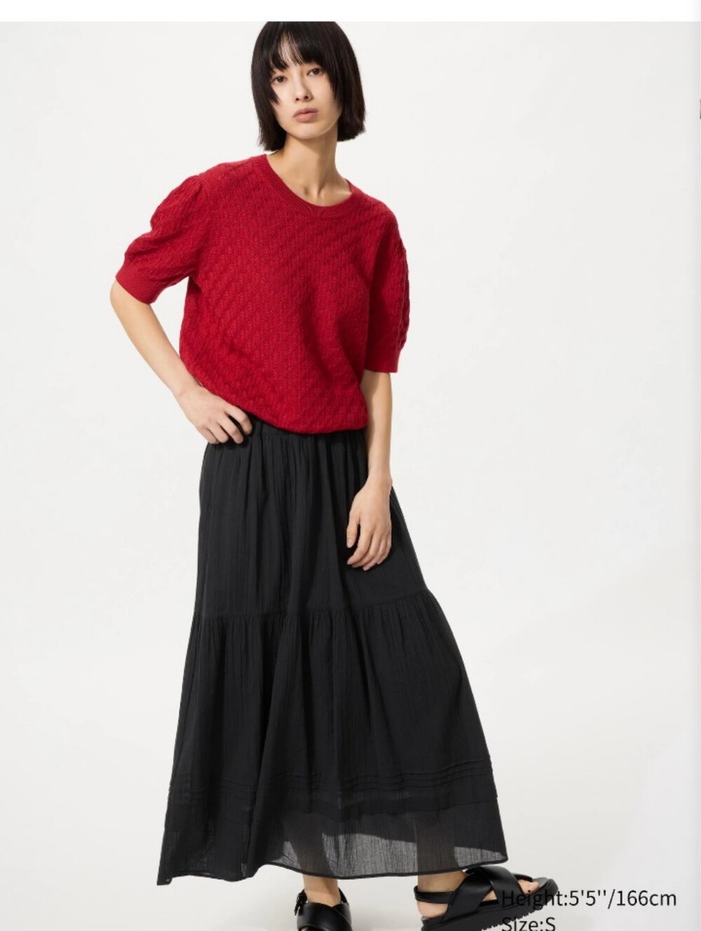 Women's NWT $49 Uniqlo Black Tiered Maxi Skirt